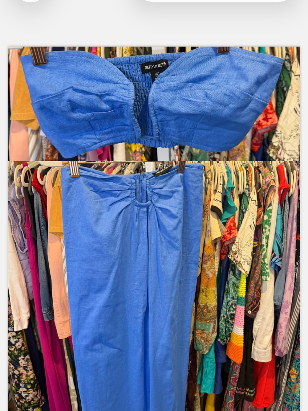 PrettyLittleThing Blue Bandeau Top & Maxi Skirt Set - Picture 5 of 9